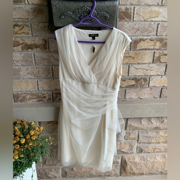 Vintage 90’S JESSICA Tule Cream Off White Midi Dress Womens Size 12 BRAND NEW - Picture 2 of 16